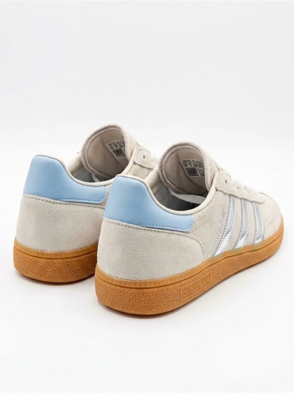 adidas Handball Spezial Sneakers in Light Blue and Cream Suede